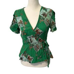 Meadow Rue Vintage Print Wrap Top